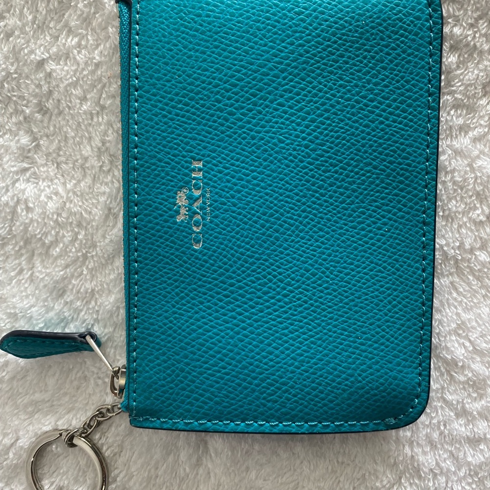 Coach Turquoise Leather Keychain Pouch